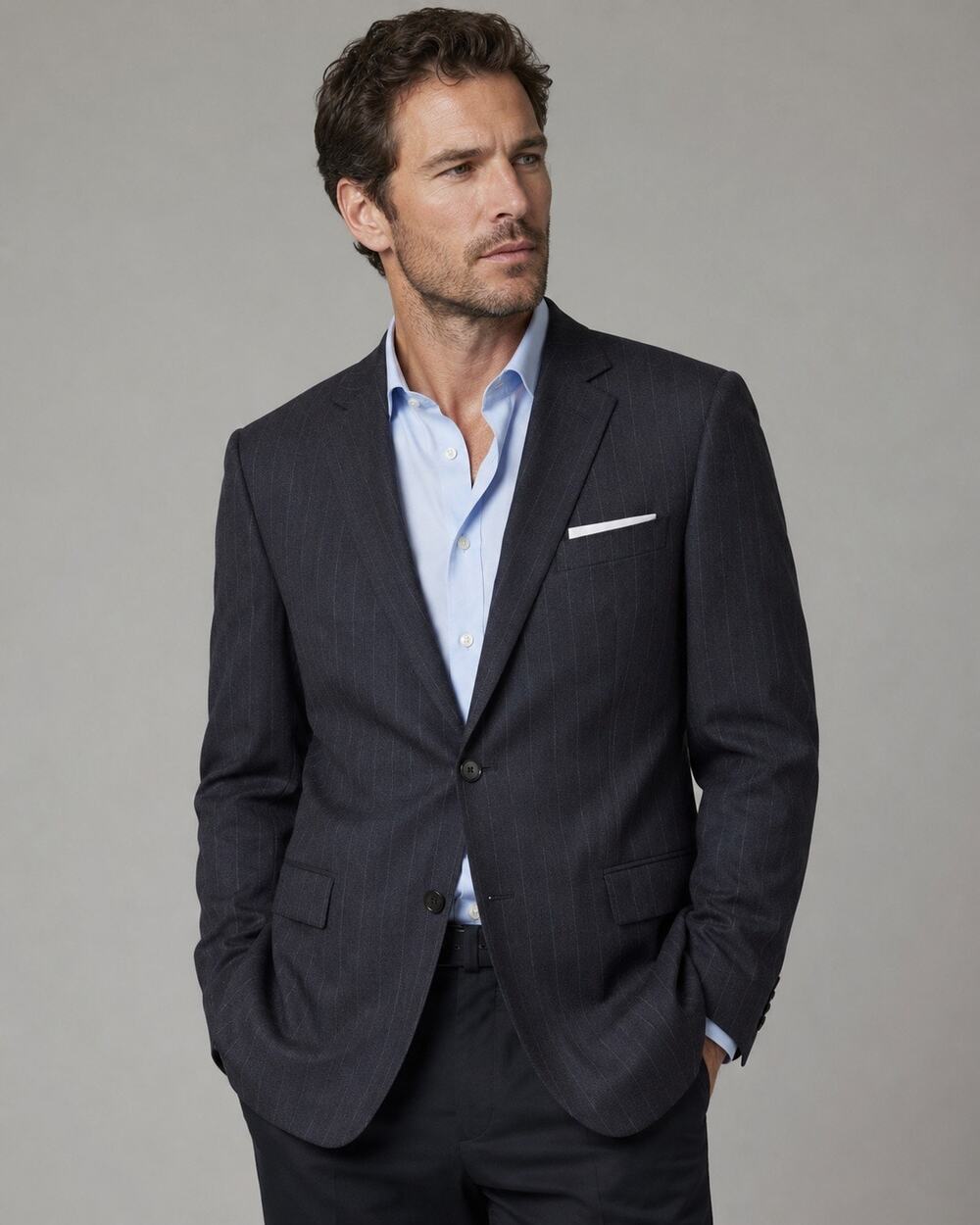 Ermenegildo Zegna Neiman Marcus Mens Wool Blazer Navy Pinstripe EU 56L US 46L